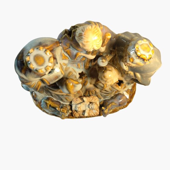 Ceramic Nativity Candle Luminary Figurine Wise Men Joseph Mary Baby Jesus Scene - Picture 10 of 12